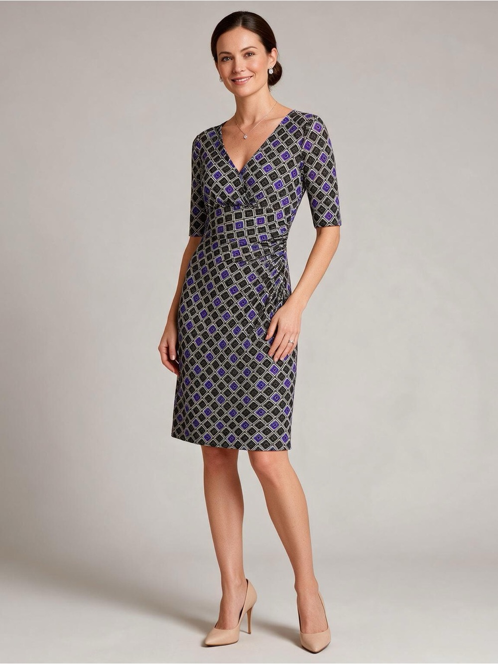 Lauren Ralph Lauren Stretch Jersey Ruched Work Dress - Size 4
